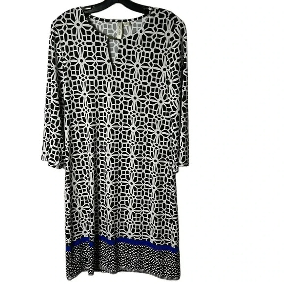 Tacera dress  ,Med ,midi , shift,
geometric ,trim , - Picture 1 of 13